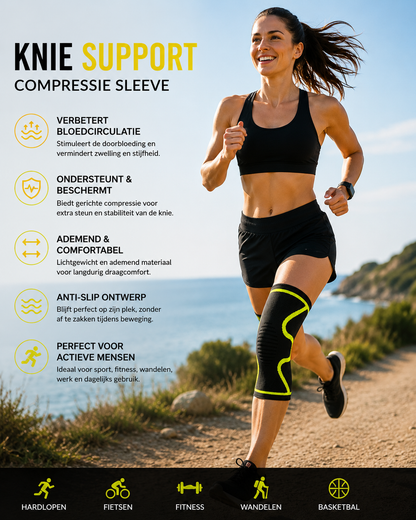 Knie support gedragen tijdens het hardlopen