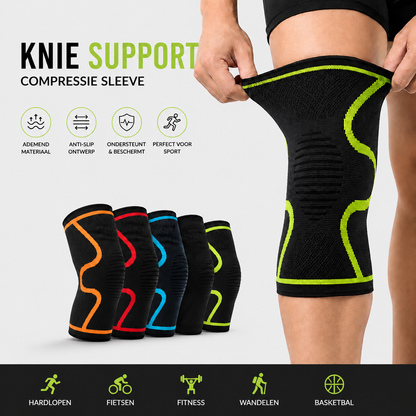 Compression knie support in zwart met kleurvarianten — Daily Mobility